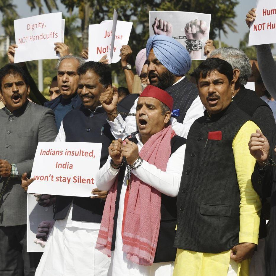 Opposition lawmakers protest alleged mistreatment of Indian deportees by US
